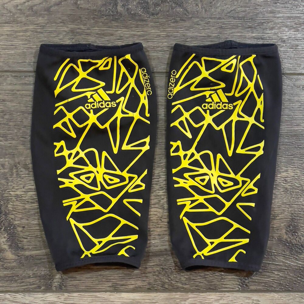 (2) Adidas Adizero Messi 2015 Shinpad Covers Sleeves Black Yellow